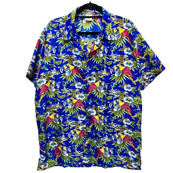 Island Shirtworks Men's Shirt, Size Large, Hawaiian Tropical Birds White Lotus - Picture 1 of 9